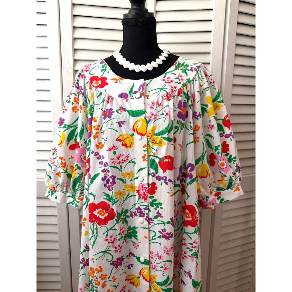 RARE Vintage 1970s's David Brown Saks Fifth Avenue Floral Housedress Size XL USA